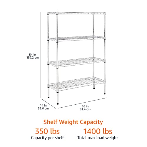 Amazon Basics 3-Shelf Adjustable, Heavy Duty Storage Shelving Unit (250 lbs loading capacity per shelf), Steel Organizer Wire Rack, 23.2"L x 13.4"W x 30"H, Black