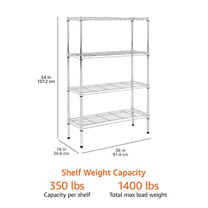 Amazon Basics 3-Shelf Adjustable, Heavy Duty Storage Shelving Unit (250 lbs loading capacity per shelf), Steel Organizer Wire Rack, 23.2"L x 13.4"W x 30"H, Black