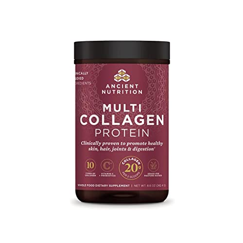 Ancient Nutrition Hydrolyzed Collagen Peptides Powder with Probiotics, Chocolate Multi Collagen Protein for Women and Men with Vitamin C, 24 Servings, Supports Skin and Nails, Gut Health, 10oz