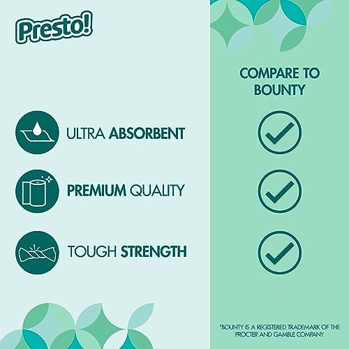 Amazon Brand - Presto! Flex-a-Size Paper Towels, 128 Sheet Family Roll, 16 Rolls (2 Packs of 8), Equivalent to 40 Regular Rolls, White