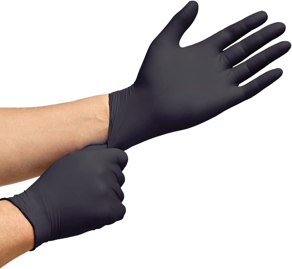 Inspire Black Nitrile Gloves HEAVY DUTY 6 Mil Nitrile Chemical Resistant Medical Cooking Cleaning Disposable Black Gloves