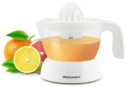 Elite Gourmet ETS623 BPA-Free Electric Citrus Juicer, Compact, Large Volume, Pulp Control, Oranges, Lemons, Limes, Grapefruits with Easy Pour Spout, 24oz, Black/Stainless Steel