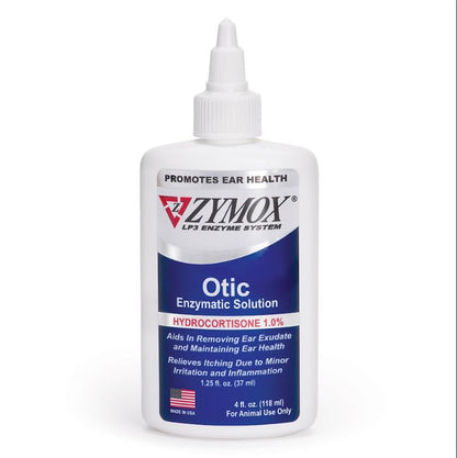 Zymox Otic Enzymatic Solution for Dogs and Cats to Soothe Ear Infections with 1% Hydrocortisone for Itch Relief, 1.25oz