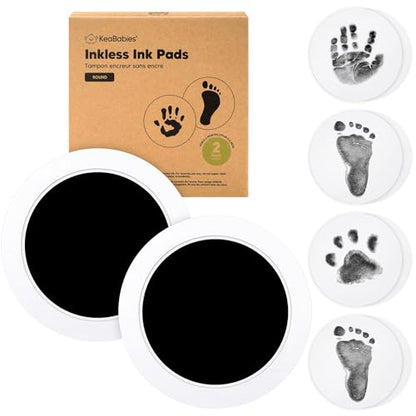 4-Pack Inkless Hand and Footprint Kit - Ink Pad for Baby Hand and Footprints - Dog Paw Print Kit,Dog Nose Print Kit - Baby Footprint Kit, Clean Touch Baby Foot Printing Kit, Handprint Kit (Jet Black)