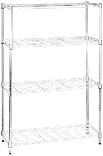 Amazon Basics 3-Shelf Adjustable, Heavy Duty Storage Shelving Unit (250 lbs loading capacity per shelf), Steel Organizer Wire Rack, 23.2"L x 13.4"W x 30"H, Black