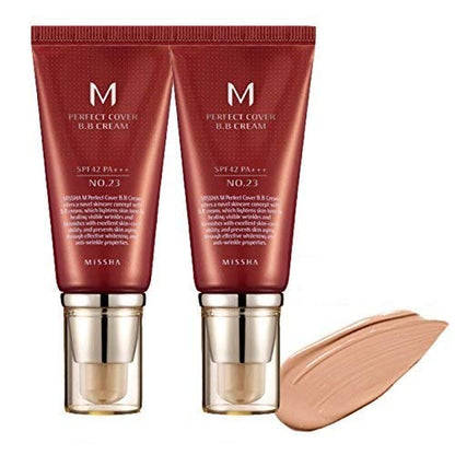 MISSHA M Perfect Cover BB Cream No.13 Bright Beige for Fair Skin SPF 42 PA +++ 1.69 Fl Oz - Tinted Moisturizer for face with SPF