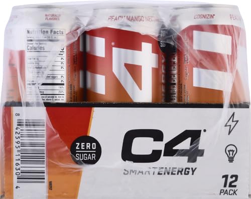 C4 Smart Energy Drink – Boost Focus and Energy with Zero Sugar, Natural Energy, and Nootropics - 200mg Caffeine - Cherry Berry Lime (12oz Pack of 12)