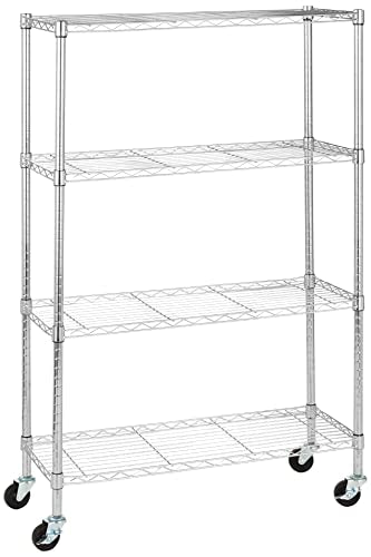 Amazon Basics 3-Shelf Adjustable, Heavy Duty Storage Shelving Unit (250 lbs loading capacity per shelf), Steel Organizer Wire Rack, 23.2"L x 13.4"W x 30"H, Black