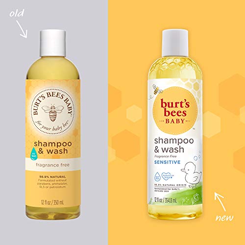 Burt's Bees Baby Shampoo and Wash, Original, Tear Free, Pediatrician Tested, 98.7% Natural Origin, 21 Fluid Ounces