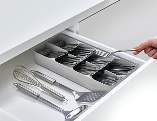 Joseph Joseph DrawerStore Compact Utensil Organizer For Kitchen Drawer Silverware, Flatware Tray, Small, Grey