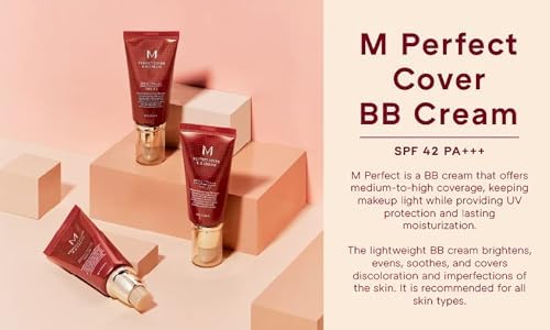 MISSHA M Perfect Cover BB Cream No.13 Bright Beige for Fair Skin SPF 42 PA +++ 1.69 Fl Oz - Tinted Moisturizer for face with SPF