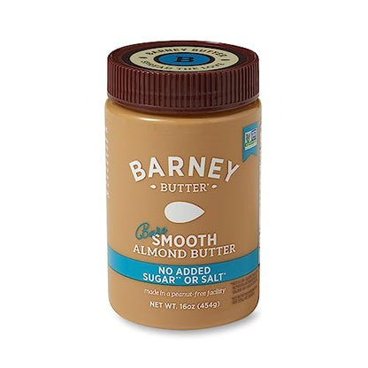 Barney Butter Almond Butter, Smooth, 16 Ounce Jar, Skin-Free Almonds, No Stir, Non-GMO, Gluten Free, Keto, Paleo, Vegan