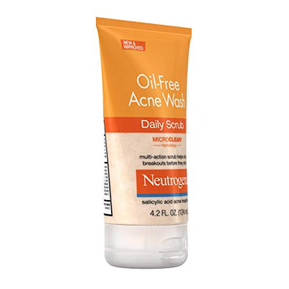 Neutrogena Oil-Free Acne Face Scrub, 2% Salicylic Acid Acne Treatment Medicine, Daily Face Wash to help Prevent Breakouts, Oil Free Exfoliating Facial Cleanser for Acne-Prone Skin, 4.2 fl. oz