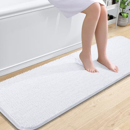 OLANLY Bathroom Rugs 24x16, Extra Soft Absorbent Chenille Bath Rugs, Non-Slip, Dry Quickly, Machine Washable, Bath Mats for Bathroom Floor, Tub and Shower, Beige