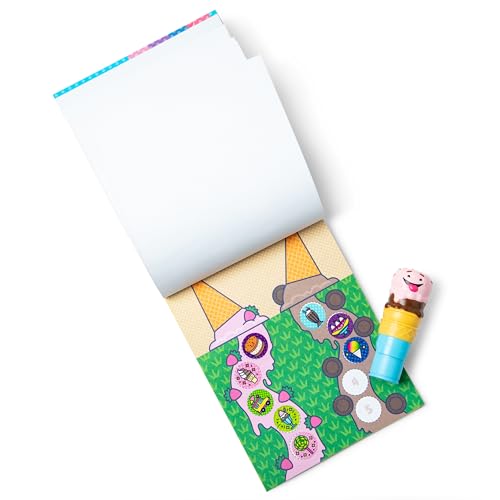 Melissa & Doug Sticker WOW!™ 24-Page Activity Pad and Sticker Stamper, 300 Stickers, Arts and Crafts Fidget Toy Collectible Character – Unicorn - FSC Certified