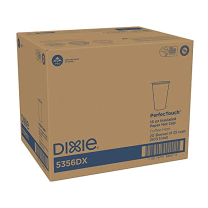 Dixie PerfecTouch 12 Oz Insulated Paper Hot Coffee Cup by GP PRO (Georgia-Pacific), Coffee Haze, 5342DX, 500 Count (25 Cups Per Sleeve, 20 Sleeves Per Case)