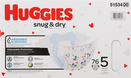 Huggies Size 2 Diapers, Snug & Dry Baby Diapers, Size 2 (12-18 lbs), 100 Count, Packaging May Vary