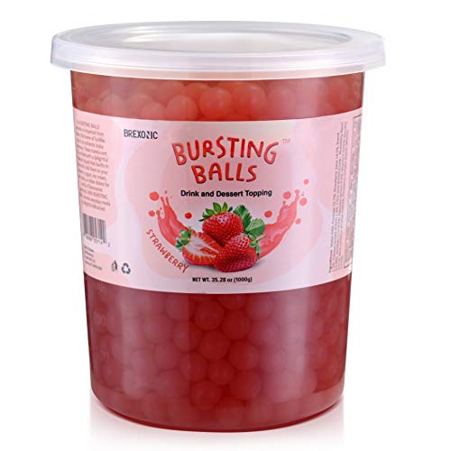 Strawberry Boba Pearls, Strawberry Popping Boba Bursting Boba, Strawberry Bubble Tapioca Pearls For Bubble Tea 1 Pound (Strawberry, 1 LB Pack of 1)