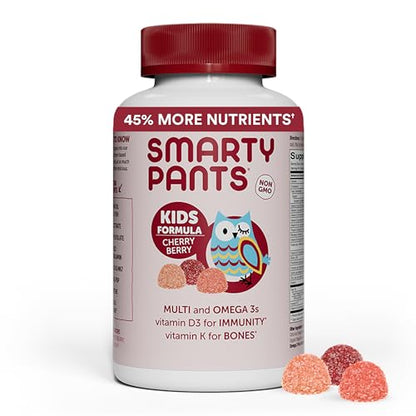 SmartyPants Kids Multivitamin Gummies: Omega 3 Fish Oil (EPA/DHA), Vitamin D3, C, Vitamin B12, B6, Vitamin A, K & Zinc for Immune Support, Gluten Free, Three Fruit Flavors, 120 Count (30 Day Supply)