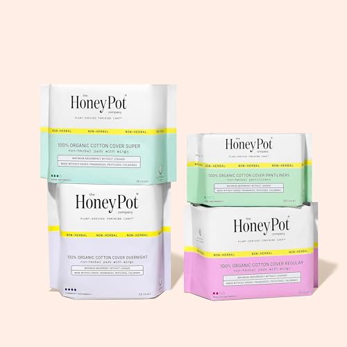 The Honey Pot Company - Herbal Postpartum Pads w/Wings - Infused w/Essential Oils for Cooling Effect, Organic Cotton Cover, & Ultra-Absorbent - Postpartum Essentials to fill your Postpartum Kit - 12ct