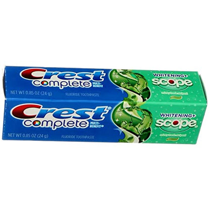 Crest Complete Whitening Scope Minty Toothpaste .85 Oz Travel Size 4 Pack