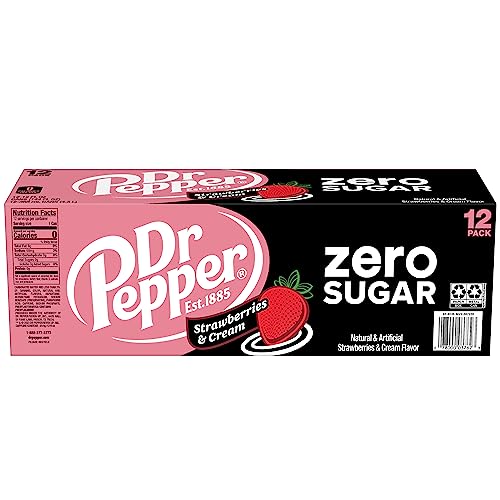 Dr Pepper Zero Strawberries and Cream Soda, 12 fl oz cans, 12 Pack