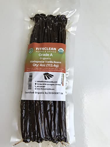 50 Organic Grade A Madagascar Vanilla Beans. Certified USDA Organic for Extract and all things Vanilla by FITNCLEAN VANILLA. ~5" Bulk Fresh Bourbon NON-GMO Pods.