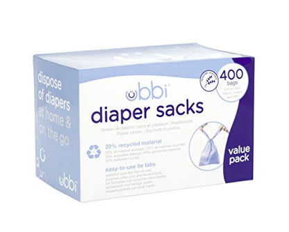 Ubbi Disposable Diaper Sacks, Lavender Scented, Easy-To-Tie Tabs, Diaper Disposal or Pet Waste Bags, 200 Count