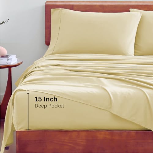 LANE LINEN 100% Organic Cotton Queen Sheet Set, 4Pc Cotton Sheets Queen Size Bed set, Soft & Breathable Percale Weave, Deep Pocket Queen Sheets, Hotel-Quality Bed Sheets Queen Size - White Bed Sheets