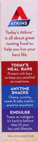 Atkins Double Fudge Brownie Protein Meal Bar, High Fiber, 15g Protein, 1g Sugar, 4g Net Carb, Meal Replacement, Keto Friendly