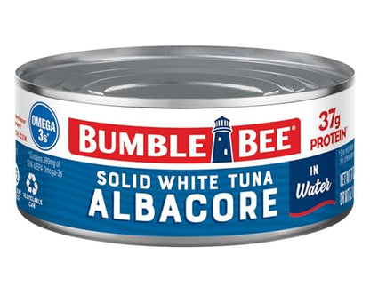 Bumble Bee Solid White Albacore Tuna in Water, 5 oz Can (Pack of 8) - Wild Caught Tuna - 29g Protein per Serving, High in Omega-3s - Non-GMO Project Verified, Gluten Free, Kosher