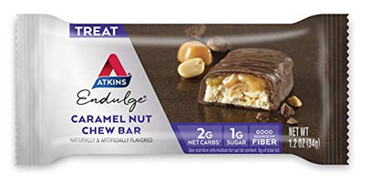 Atkins Endulge Caramel Nut Chew Bar, Dessert Favorite, 1g Sugar, Good Source of Fiber, Low Sugar, 10 Count