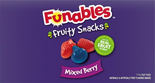 Funables Fruity Snacks, Mixed Berry, Flavored Snacks, Back to School Snack for Lunch, 32 oz 40 ct