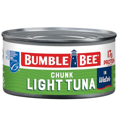 Bumble Bee Chunk Light Tuna In Water, 5 oz Cans (Pack of 24) - Wild Caught Skipjack Tuna - 23g Protein Per Serving - MSC Certified Sustainable Seafood, Non-GMO, Gluten Free, Kosher