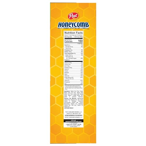 Post Honeycomb Cereal, Honey Flavored Sweetened Corn and Oat Cereal, 19 OZ Box