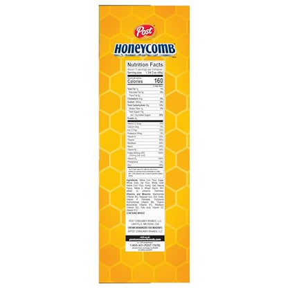 Post Honeycomb Cereal, Honey Flavored Sweetened Corn and Oat Cereal, 19 OZ Box