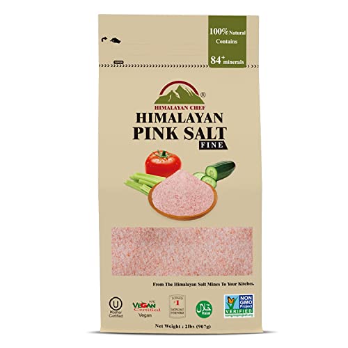 Himalayan Chef Pink Himalayan Salt, Fine Grain - 1 lbs (1 Pound Bag)