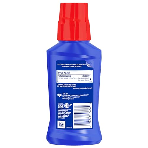 Colgate Peroxyl Antiseptic Mouthwash and Mouth Sore Rinse, 1.5% Hydrogen Peroxide, Mild Mint - 500ml, 16.9 Fluid Ounces