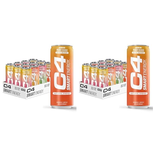 C4 Smart Energy Drink – Boost Focus and Energy with Zero Sugar, Natural Energy, and Nootropics - 200mg Caffeine - Cherry Berry Lime (12oz Pack of 12)