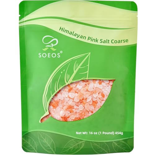 Soeos Himalayan Salt, Coarse Grain, 39Oz (2.4 Pound), Non-GMO Himalayan Pink Salt, Kosher Salt, Sea Salt for Grinder Refill