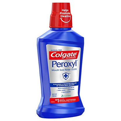 Colgate Peroxyl Antiseptic Mouthwash and Mouth Sore Rinse, 1.5% Hydrogen Peroxide, Mild Mint - 500ml, 16.9 Fluid Ounces