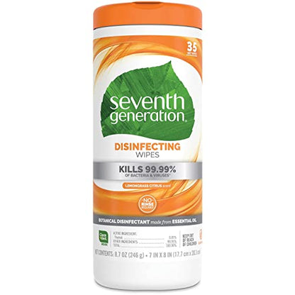 Seventh Generation Disinfecting Multi Surface Wipes, Botanical Disinfectant, 70 Count, Pack of 6