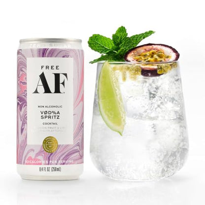 FREE AF Non-Alcoholic Tasting Pack | Ready to Drink, Random Assortment of Classic Mocktails | Low Calories & Sugar | 8.4fl oz Cans (6 pack)