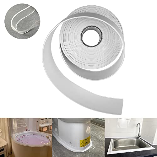 White Caulk Tape Waterproof Self Adhesive,, Toilet Caulk Sealant Tape, Bathtub Caulk Sealing Strip Tape for Bathroom Caulking Tape Shower Caulk