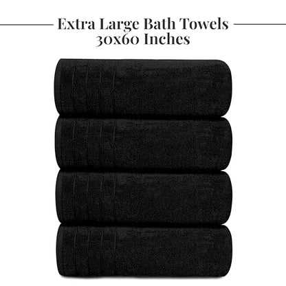 Tens Towels Large Bath Towels, 100% Cotton, 30 x 60 Inches Extra Large Bath Towels, Lighter Weight, Quicker to Dry, Super Absorbent, Perfect Bathroom Towels (Pack of 4)