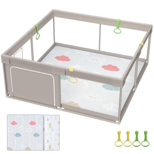 Fodoss Baby Playpen, Playpen for Babies & Toddlers, 47x47 Small Baby Play Pen,Toddler Playpen for Apartment,Play Yard for Baby,Baby Activity Play Fence, Extra Large Baby Playard