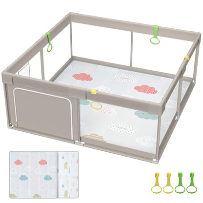 Fodoss Baby Playpen, Playpen for Babies & Toddlers, 47x47 Small Baby Play Pen,Toddler Playpen for Apartment,Play Yard for Baby,Baby Activity Play Fence, Extra Large Baby Playard