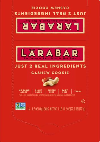 Larabar Cashew Cookie, Gluten Free Vegan Fruit & Nut Bars, 1.7 oz, 18 ct