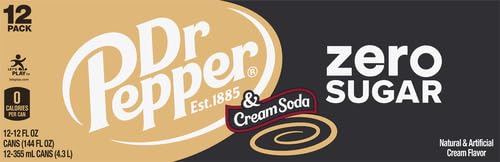 Dr Pepper Zero Strawberries and Cream Soda, 12 fl oz cans, 12 Pack