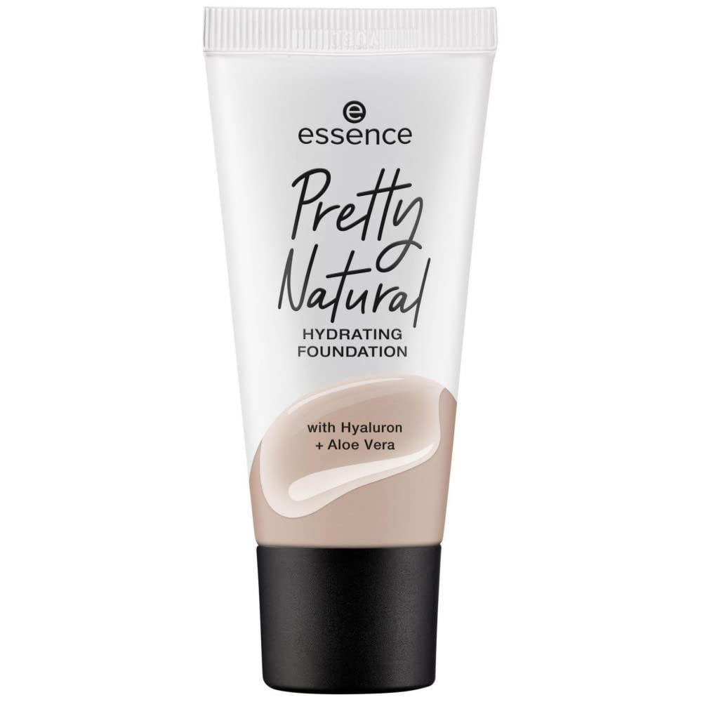 essence Pretty Natural Hydrating Foundation Make Up with Hyaluronic + Aloe Vera, No. 040 Neutral Vanilla, Nude Moisturising, Radiantly Fresh, Matte, Vegan, Oil-Free, Alcohol-Free (30 ml)